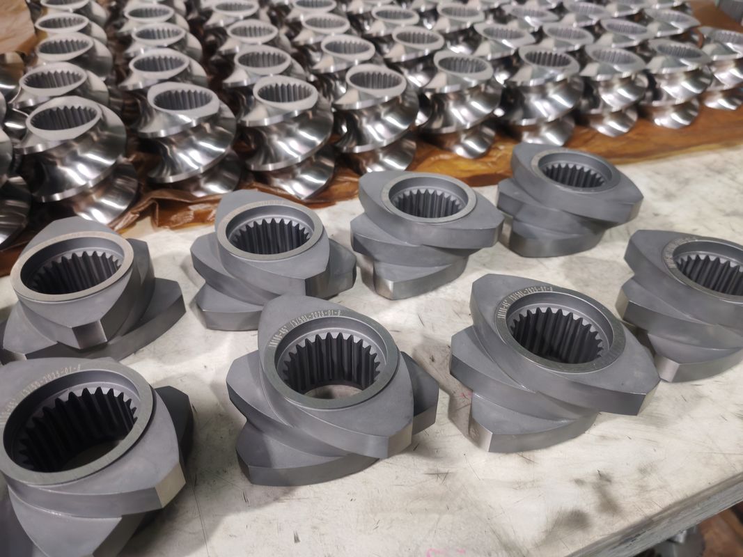 플라스틱 추출 선 나사 요소 60mm-120 나사 길이가 100rpm-1200 나사 속도 쌍 나사 추출기 기계