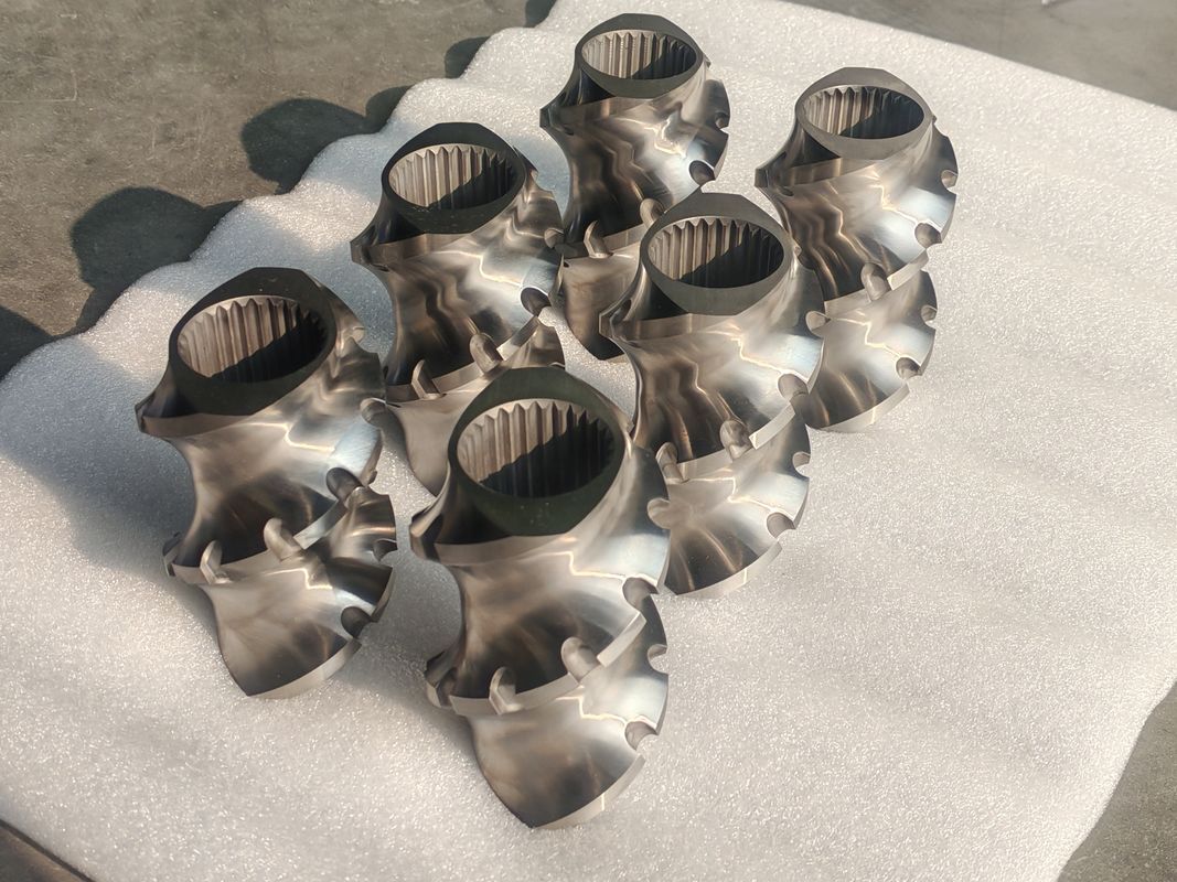 플라스틱 추출 선 나사 요소 60mm-120 나사 길이가 100rpm-1200 나사 속도 쌍 나사 추출기 기계