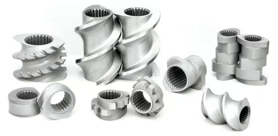 리튬 배터리 기계에 사용되는 동방향 이축 압출기 부품 샤프트 스크류 세그먼트 배럴 및 사이드 피더