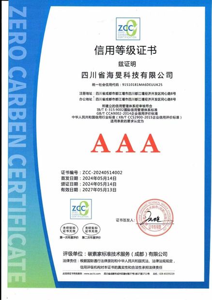 중국 Sichuan Haimin Technology Co., Ltd 인증