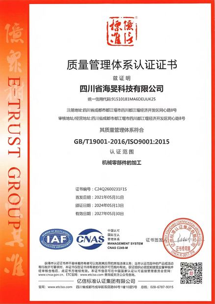 중국 Sichuan Haimin Technology Co., Ltd 인증